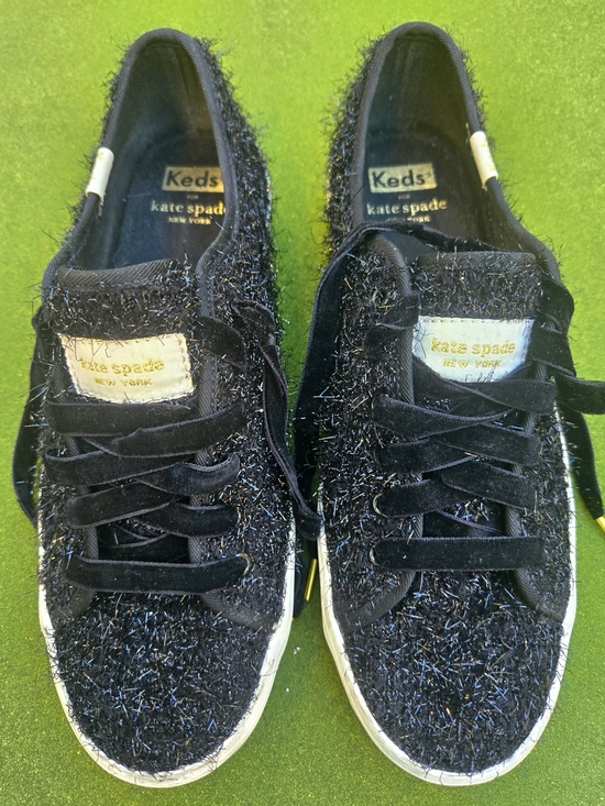 kate spade Shoes - KEDS Kate Spade Anthropologie 6½ Kickstart Black Sparkle Tinsel Fuzzy SPARKLE